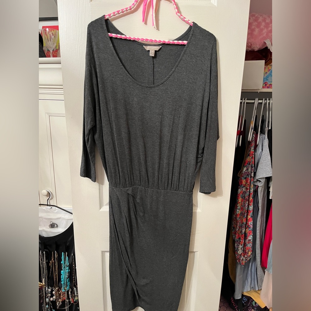 Gray jersey knit wrap dress